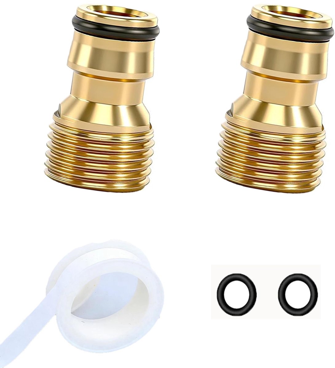 2 Stuks Messing Waterkraan Adapter met 1/2" Buitenfitting en Snelaansluiting