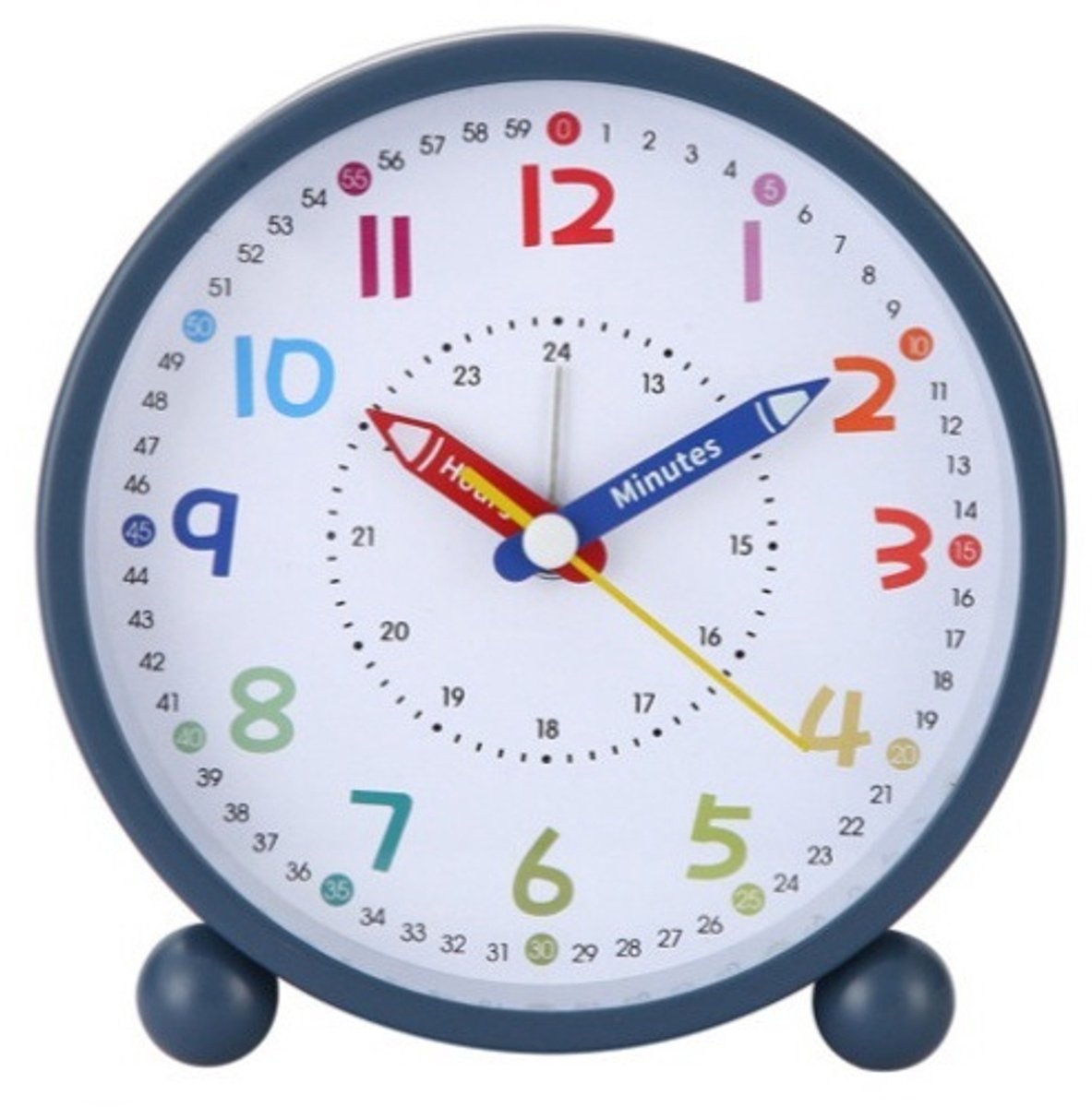 4,5 Inch Ronde Wekker voor Kinderen - Educatieve Leerklok om Tijd te Leren, Kleurrijke Cijfers, Batterij‑gevoede Tafelwekker voor Slaapkamer en Bureau, Voor Jongens en Meisjes, Cadeau voor Schoolgaande Kinderen