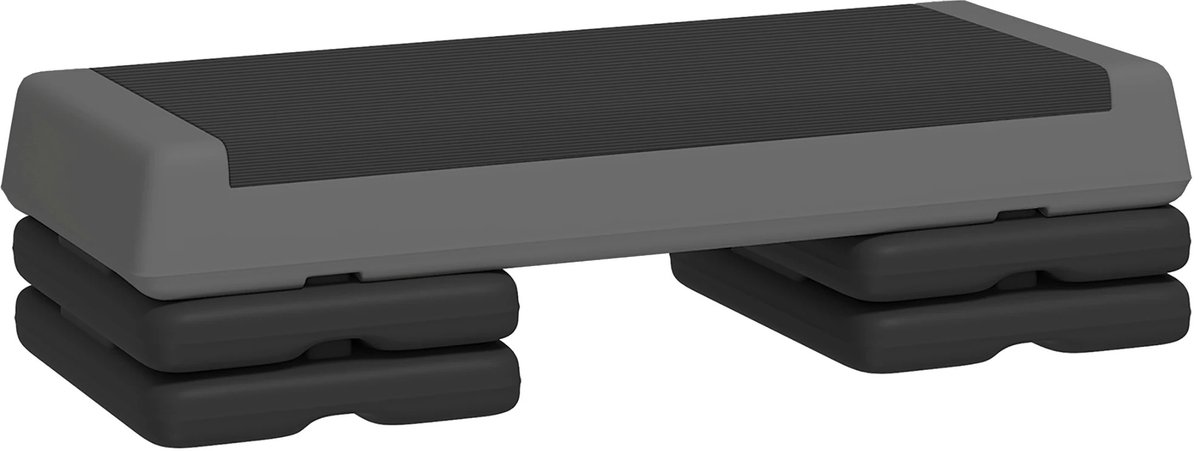 Atlasyx fitnessbank - Stepper - Stepper fitness - Fitness step - Aerobic step - 3 hoogtes - Antislip - 77 x 36 x 20,5 cm - Grijs