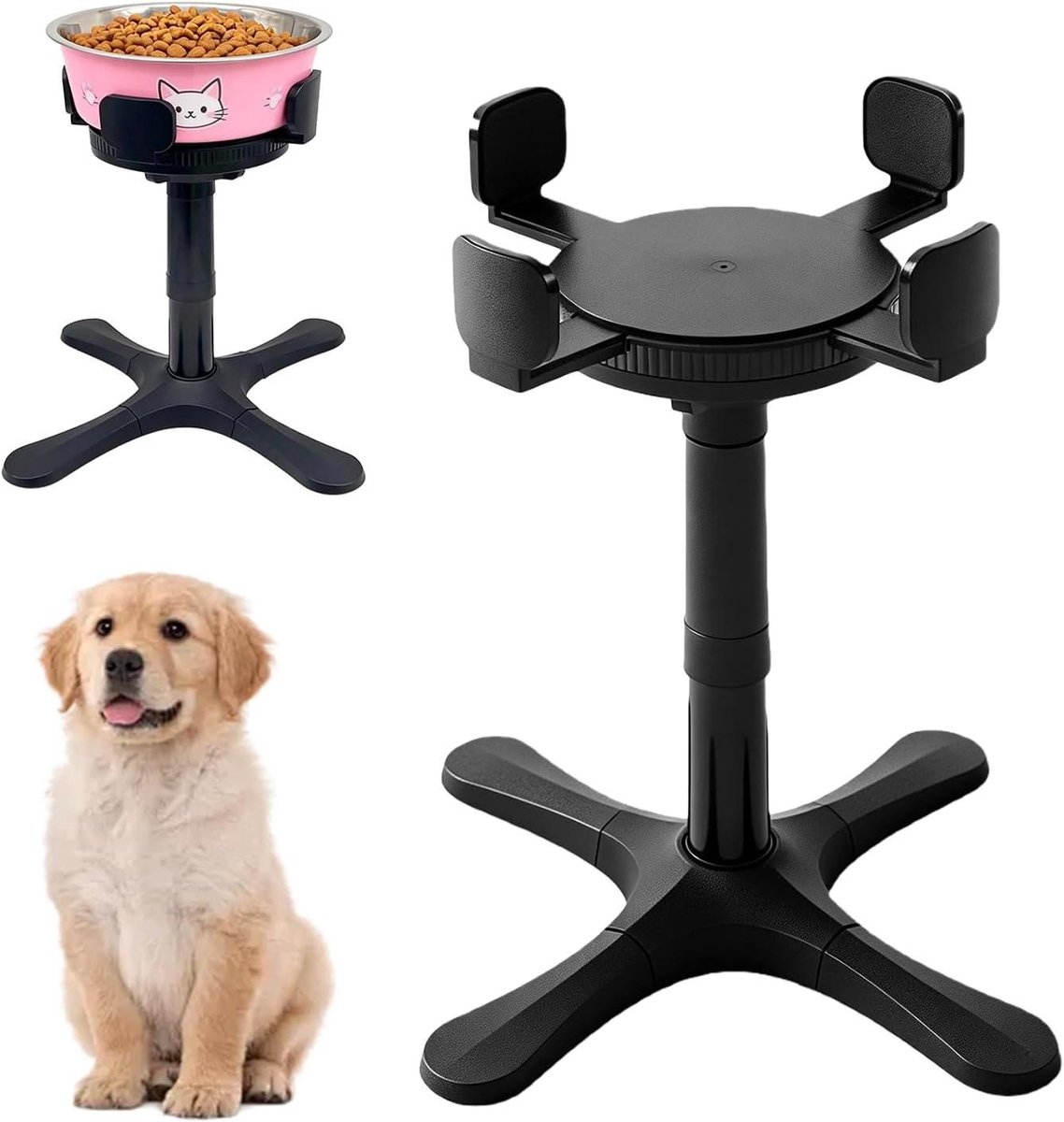 Verstelbare Hondenbak - Verhoogde Voerbak - Comfortabel Eten - Drie Hoogte-instellingen - 14-245 cm - Zwart