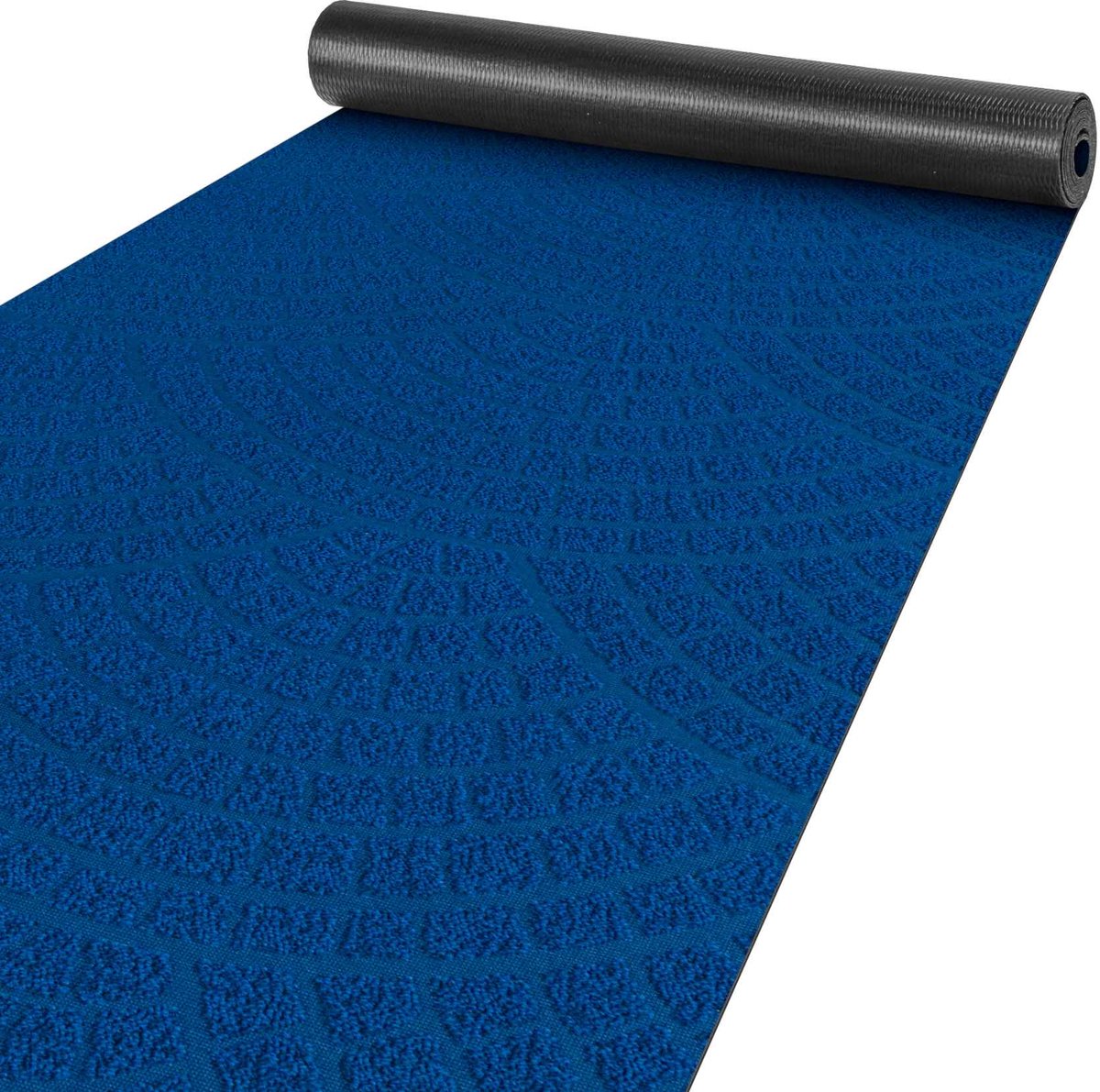 ANRO Tapijtloper Davis Blauw 180x50cm – Velours Gangloper Antislip Keukenloper Hal Op Maat Laagpolig