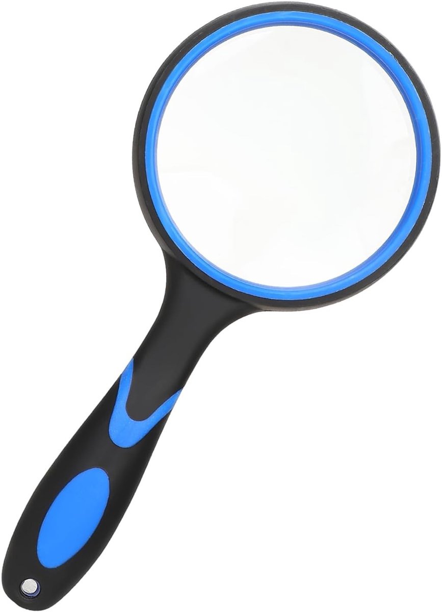 Vergrootglas - Blauw - 75 mm - Hoogwaardig Glas met Ergonomische Handgreep - Voor Kinderen en Senioren