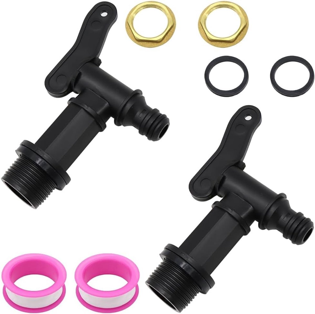 Waterkraan voor Regenton - Zwart - 3/4 inch - Kunststof met Afdichting en Contramoer - Voor Tuin en Thuis