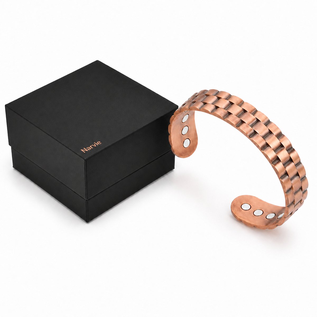 Narvie Magnetische Koperen Armband – 3500 Gauss Magneten – Zuiver Koper – Verstelbare Bangle – Unisex – Koperkleurig