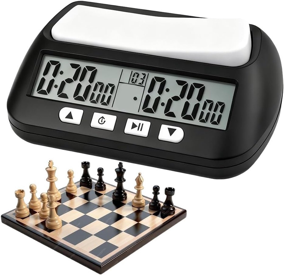 Schaakklok - Zwart - 14 cm - Digitale Timer met Multifunctionele Instellingen - Voor Schaak- en Bordspellen