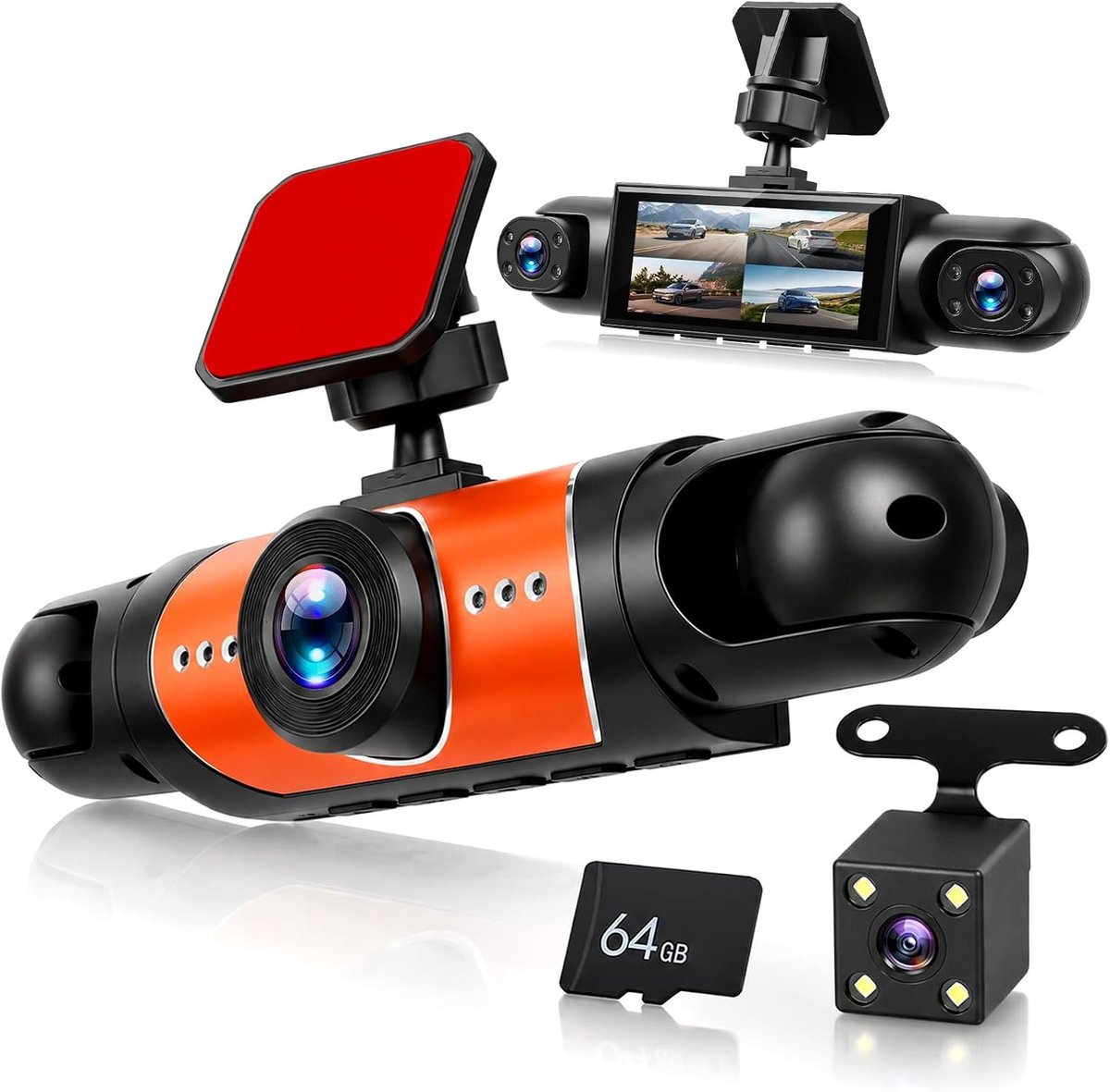 Dashcam - Zwart - 3,16 inch - 4-kanaals opname met 1080P Frontcamera - Voor Auto
