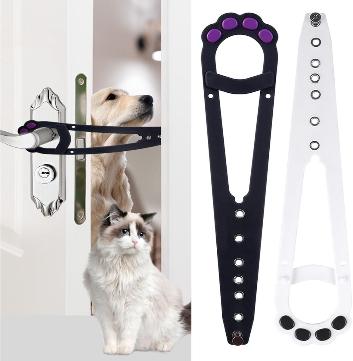Deursluiting voor Kattendeur - Wit/Zwart - 31 x 7 cm - ABS en Roestvrij Staal - Voor Katten en Honden