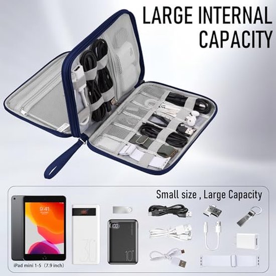 Elektronica Organizer Tas - Kabeltas Reizen - Tech Accessoires Opbergen - Dubbellaags Ontwerp - 23 x 17 x 5.5 cm — afbeelding 4