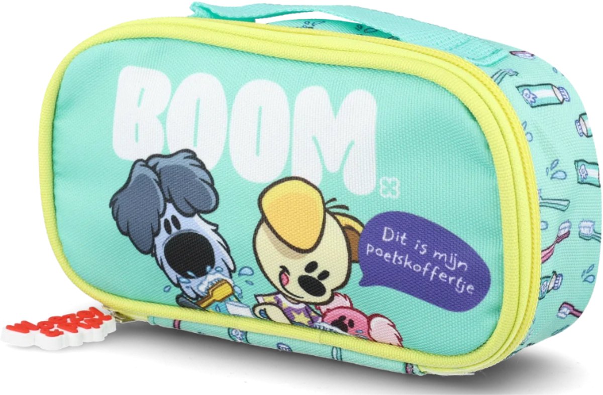 Woezel & Pip Poetskoffer Turquoise - Tandenborstel Etui en Toilettas voor Kinderen - Reisformaat 19x11x6,5 cm - Stevig en Spatwaterbestendig - Handig voor Logeren, Vakantie en Schoolkamp