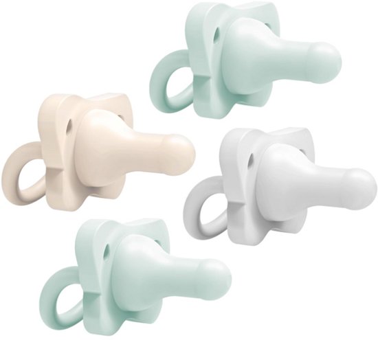 Dr. Brown's HappyPaci Fopspeen 0-6 Maanden (4 Stuks) - Ergonomisch Eendelig Ontwerp - 100% Siliconen - BPA-vrij - Groene/Grijs van Dr. Brown's — afbeelding 2