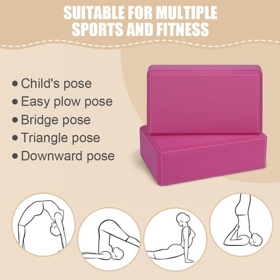Yoga Blokken Set van 2 - Yogablok EVA - Hoge Dichtheid Schuim - Antislip Oppervlak - Afgeronde Randen - Lichtgewicht en Stevig - Voor Yoga, Stretching, Pilates en Fitness, Beginners en Gevorderden — afbeelding 4