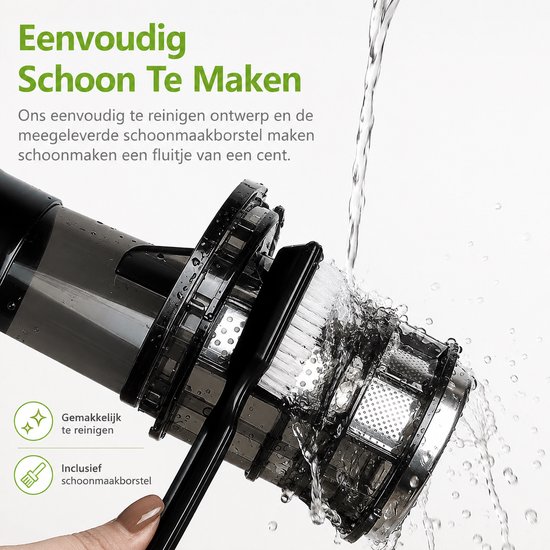 AALVERO - Sap pers - sapcentrifuge - slow juicer - Vruchtenpers - 78 mm Invoer - 200w - Fruit en Groenten - Easy clean - Zwart — afbeelding 4