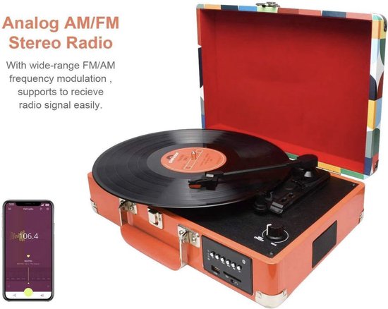 DIGITNOW Platenspeler - Ingebouwde Speakers - Auto-stop - Retro - Gekleurd — afbeelding 2