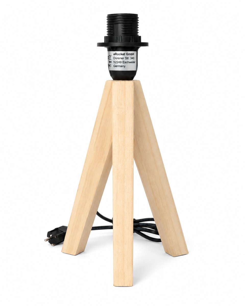 Paco Home BAJO Tafellamp – Naturel Hout – E14 – Max. 40W – Houten Driepoot