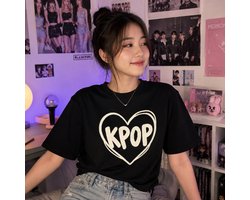 K-Pop T-Shirt – KPOP Heart – Zwart Unisex Shirt – Korean Pop Fan Shirt – K-Pop Concert Outfit – KPOP Fan Cadeau