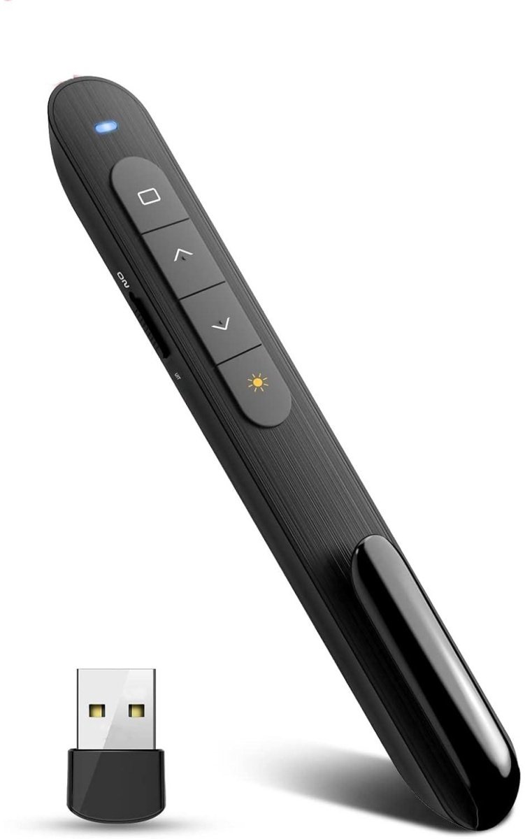 GELLDG Presenter - Draadloze Presentatiepointer - 17.6x4.4x2.2cm - Plug & Play Multifunctionele Afstandsbediening - Geschikt voor PowerPoint op Windows en Mac - Kunststof - Draagbaar met Volume- en Hyperlinkfunctie