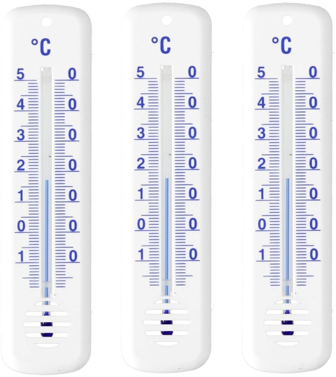 Kamerthermometerset - Wit - 14 x 3,4 cm - Analoge Thermometers zonder Batterijen - Voor Binnen en Buiten