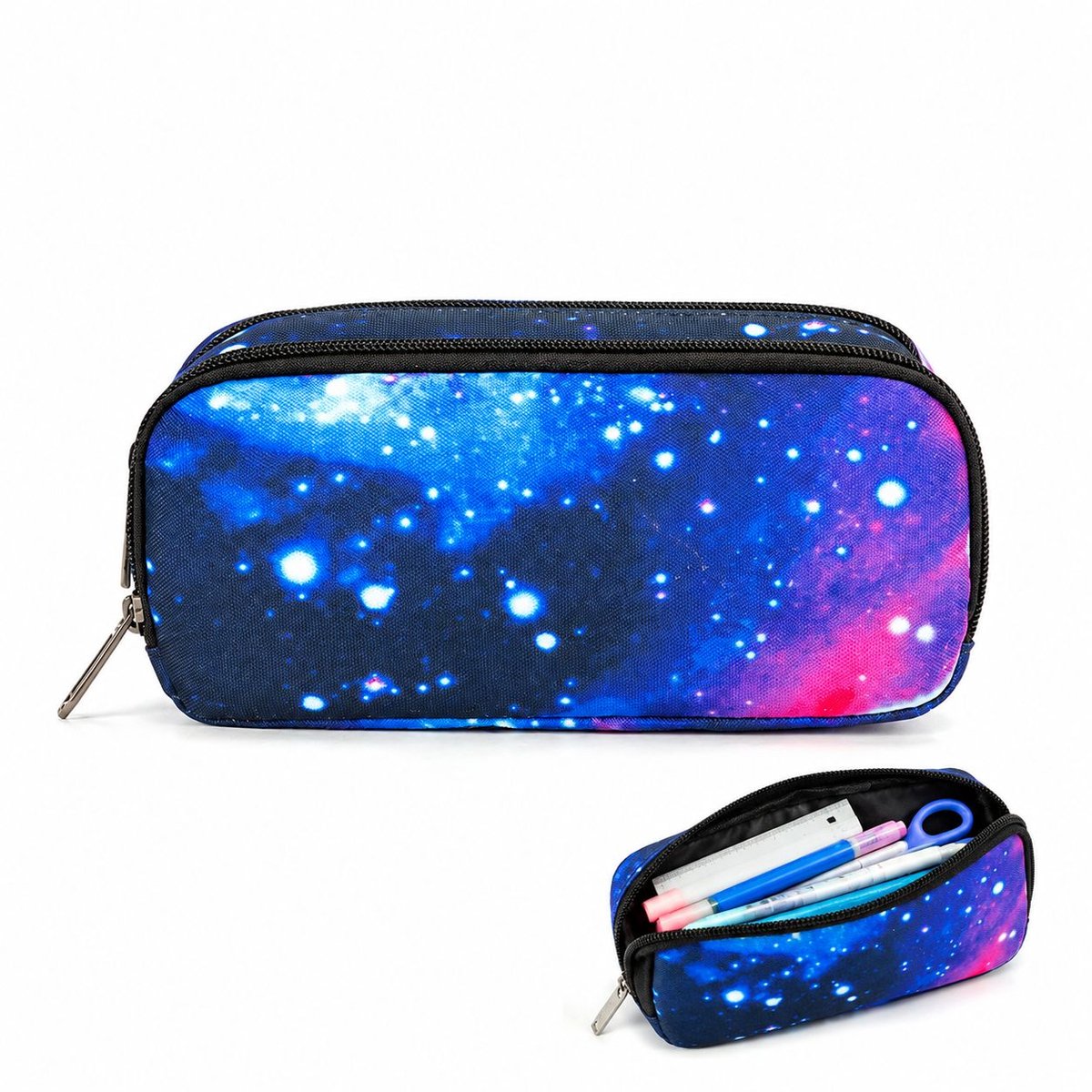VHV - Etui - Grote Etui voor School - Ruime Pennenzak voor Jongens en Meisjes - Organizer voor Schrijfwaren - Voor Middelbare School - Dromerige sterrenhemel