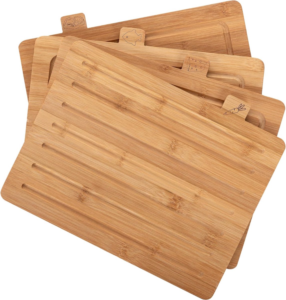 Lìon® Snijplankenset - Vaatwasserbestendig - Snijplankenset met Houder - Bruin - 30cm x 24cm x 12cm