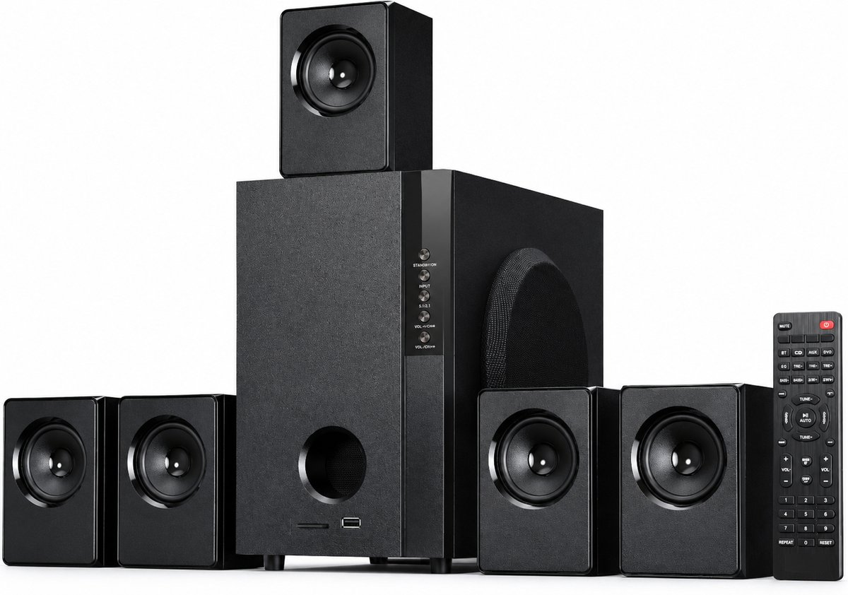 5.1 Home Cinema Set – 600W Surround Sound Systeem – Speakerset met 5,25 Inch Subwoofer – Home Cinema Luidsprekers voor TV en Film