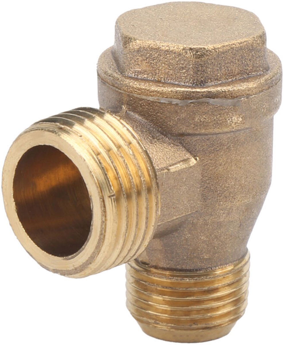 Messing terugslagklep 1/2x3/8 – Pijpschroefdraad – Bestand tegen vervorming – geschikt voor hydraulische en pneumatische systemen
