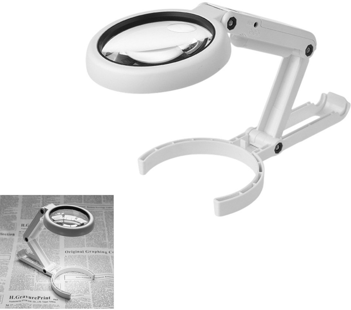 Witte vergrootglas 5x/11x - met 8 LED-lampjes - geschikt voor het lezen van boeken, inspectie, het beoordelen van sieraden en voor gebruik door ouderen - 19*9*2,6 cm