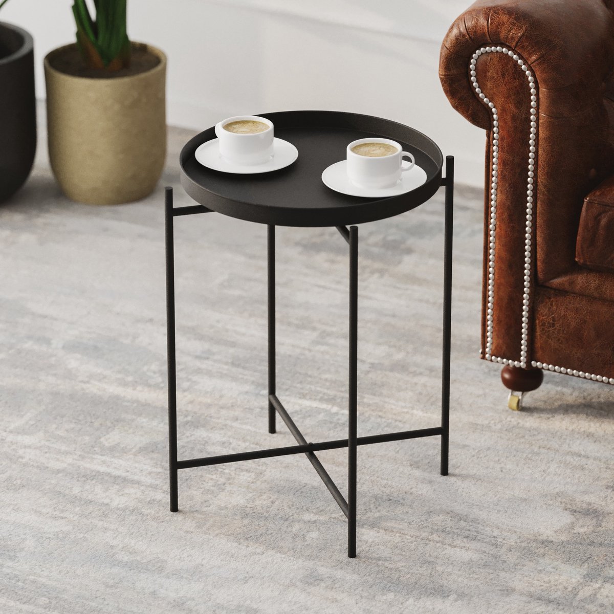 Skye Decor , Salontafel, Shb-007, Metaal, Zwart, 46 x 46 x 56 cm