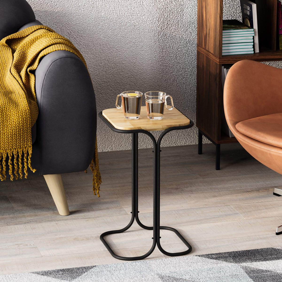 Skye Decor , Salontafel, Shb-001-A, Hout, Zwart & Naturel, 30 x 30 x 52 cm