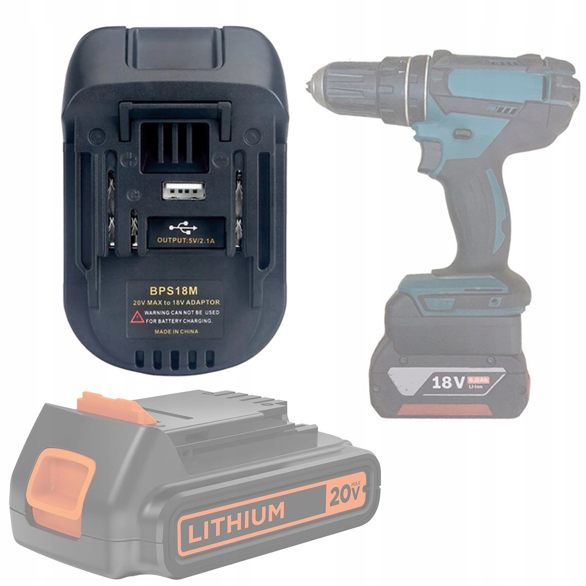 Rosfix Adapter Vervanging BPS18M - Accuconverter 18V - Geschikt voor Black&Decker, Stanley