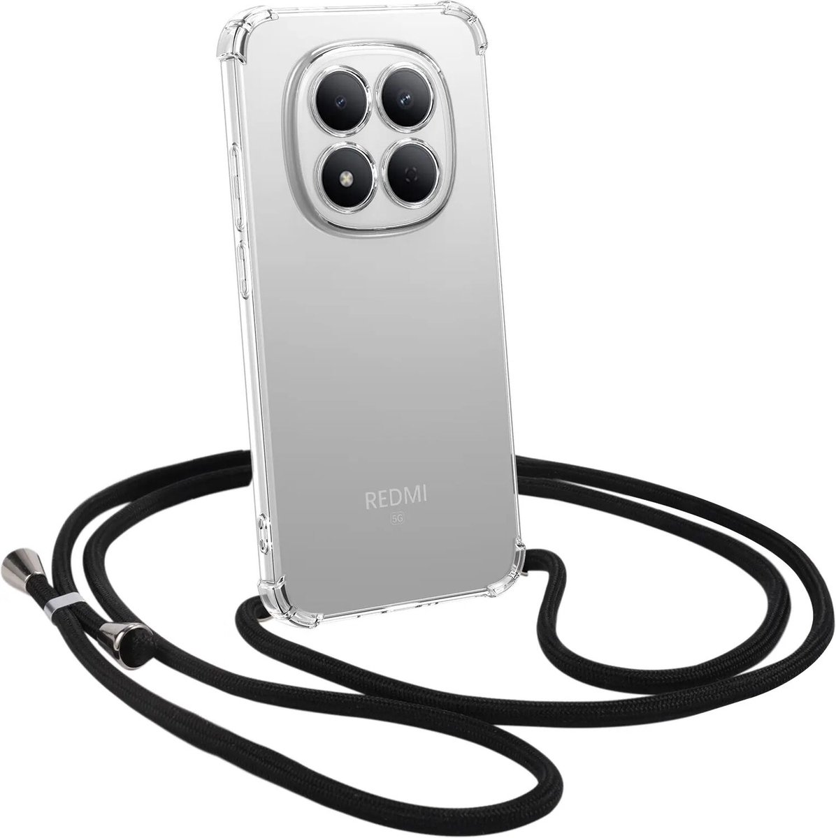 Schokbestendig Transparant Hoesje met Koord Geschikt voor Xiaomi Redmi Note 15 Pro | Shockproof Back Cover met Ketting | Flexibel TPU | Doorzichtig