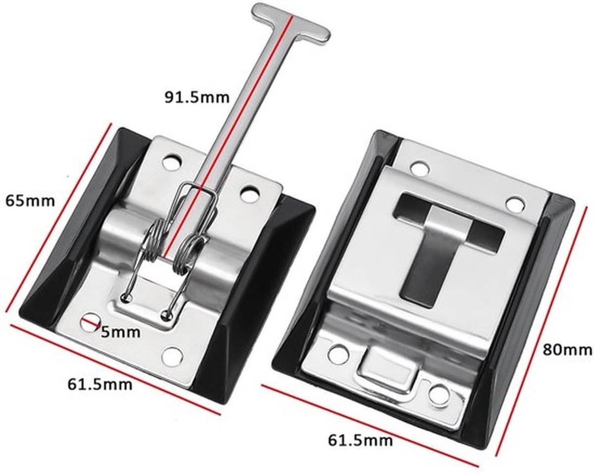 Deurklink T-Stijl 304 Roestvrij Staal - Deurklink Houder - Deurslot voor Camper - Deurslot Aanhangwagen - Deurslot Beugel - Snap Paneel 65mmx61,5mm