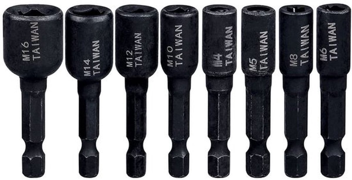 Schroevendraaier Set 8 Stuks - Hex Bit Socket - Inbusbusset - M4/M5/M6/M8/M10/M12/M14/M16 - Legering Staal - Voor Diverse Behoeften - Dopsleutelset