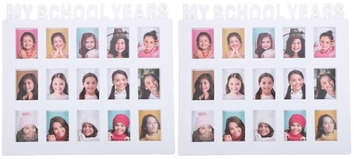 Fotolijst 2 Stuks - Kunststof Fotolijst - Collage Fotolijst - 28x25 cm - Duurzaam - Robuust Design - Voor Schoolfoto's - Fotoalbum