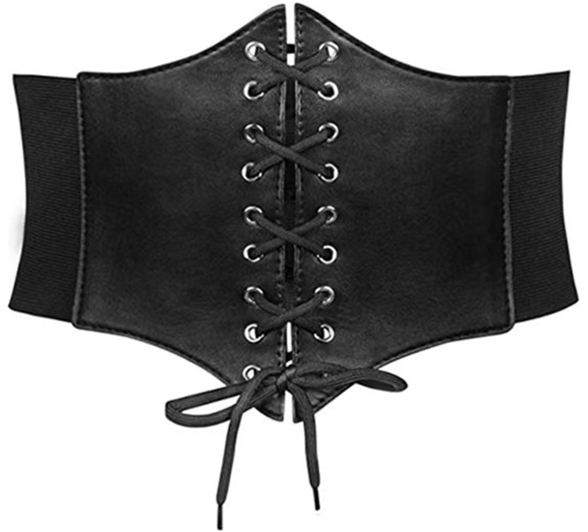 MODFU Tailleband – Damesriem 83 cm – Elastisch korset riem – Vintage design – PU – Zwart – Broekriem voor feest en dagelijks gebruik