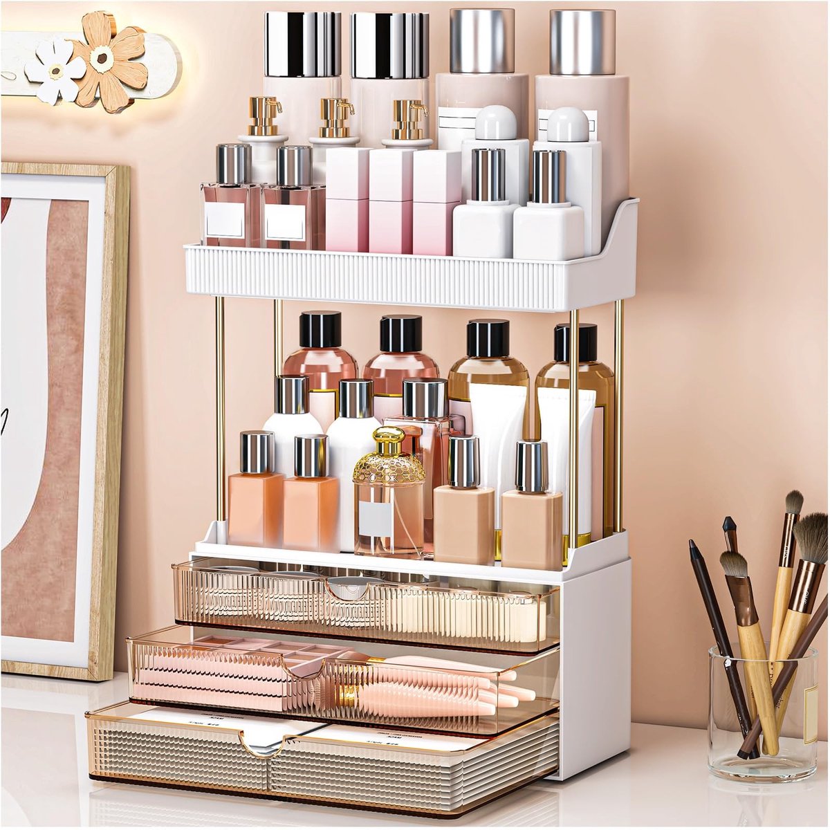 Solidchoice - Make-up Organizer met 2 Verdiepingen en 3 Lades