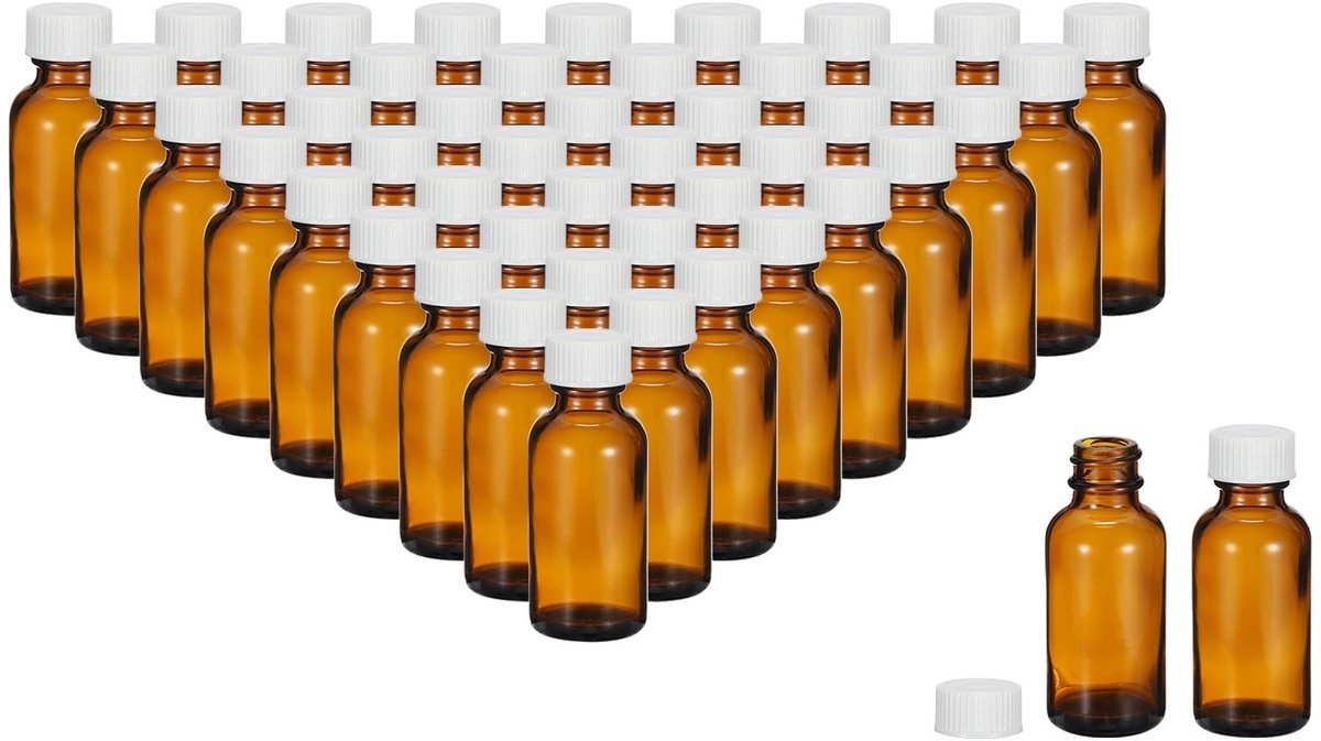 Solidchoice - Set van 48 Glazen Monsterflessen 30ml met Witte Dop