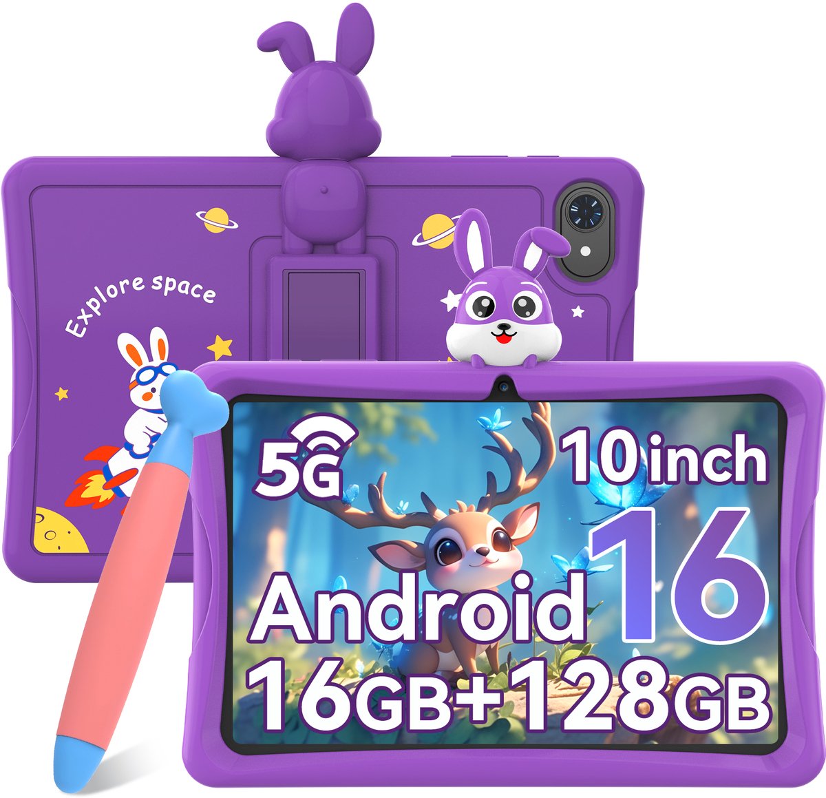 ExcitPower K10 - Tablet - 16GB RAM - 128GB ROM - 10.1 Inch - 5000mAh - Paars