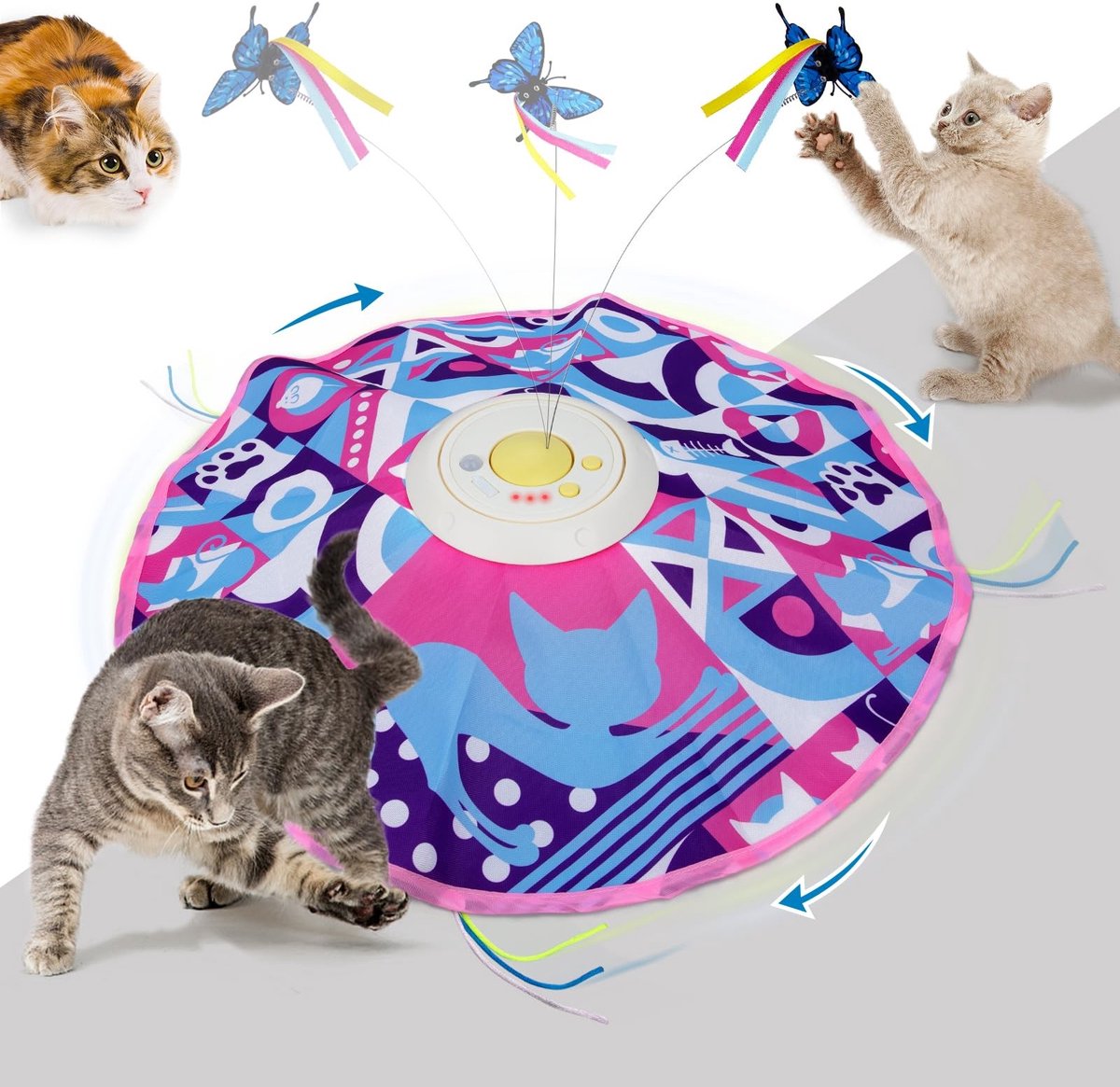 Solidchoice - Oplaadbaar 3-in-1 Katten Speelgoed met Vlinder