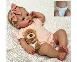 TEKROA® Levensechte Reborn Babypop - herboren peuterpop - zacht vinyl - levensecht ogende pasgeborene - Realistische Pasgeboren Baby - Speelgoed & Cadeau - Meisjes - 18inch