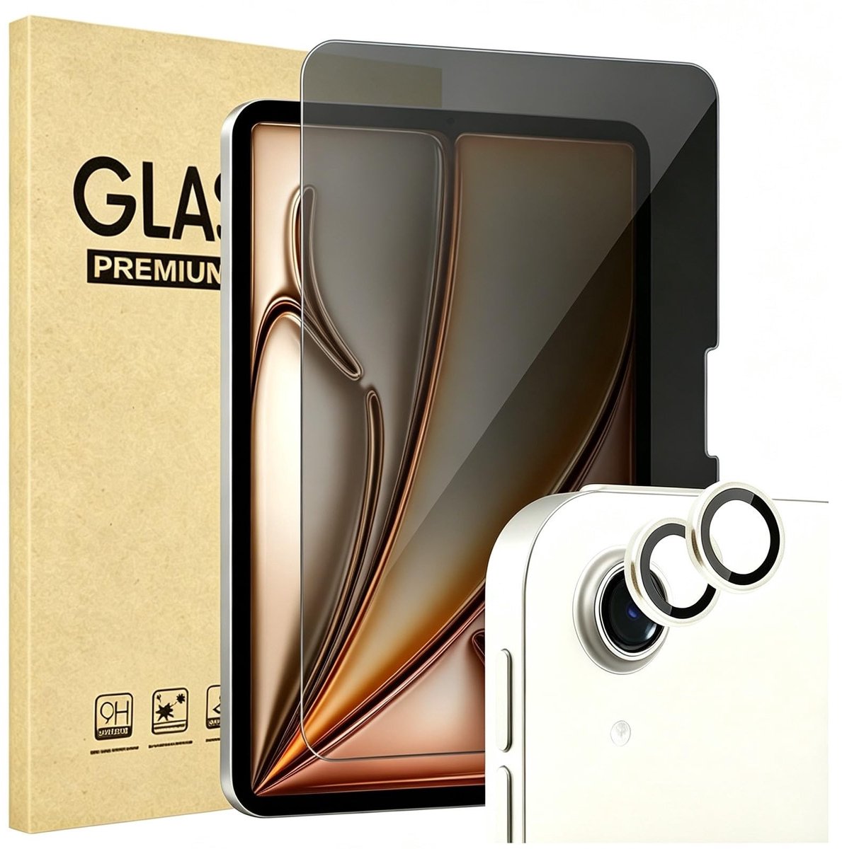 Solidchoice - Anti-Spy Tempered Glass + Camera Lens Protectors voor iPad Air 13 Inch 2024