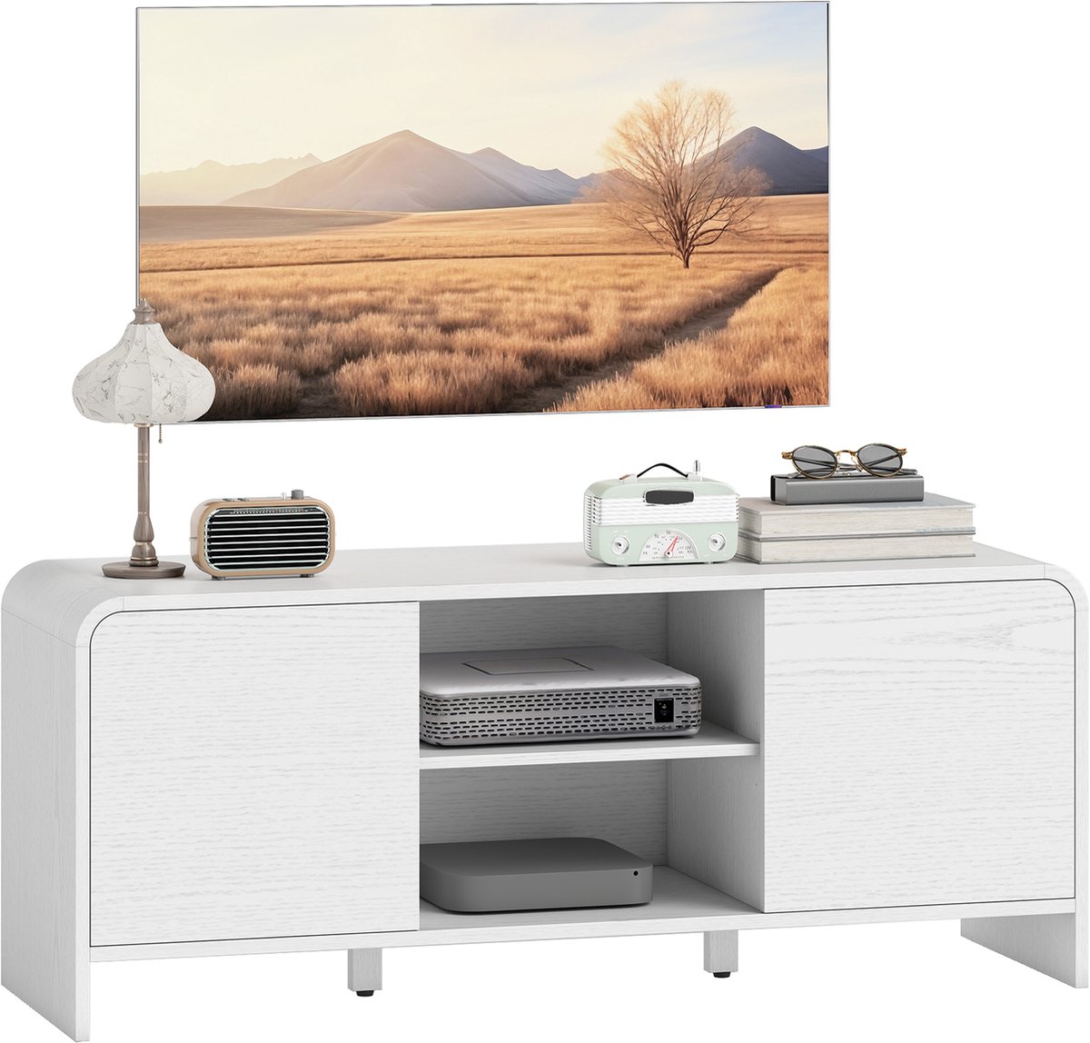 Homcom TV-standaard van MDF, 110x35x45 cm, wit