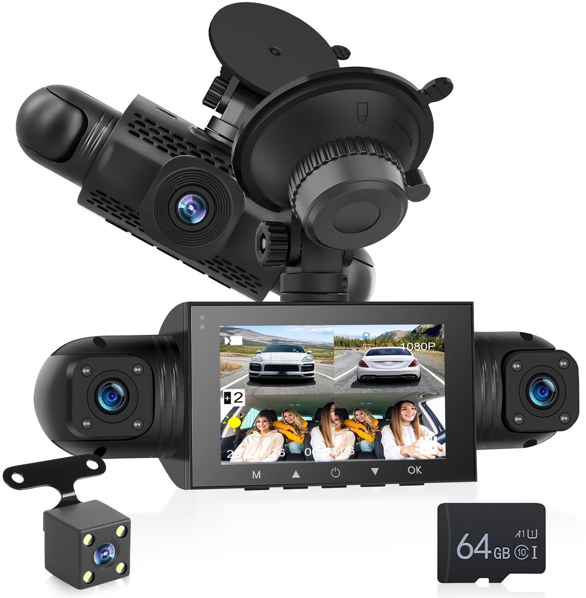 Solidchoice - 4-Kanaals Dashcam met 1080P Beeldkwaliteit en 360° Opname