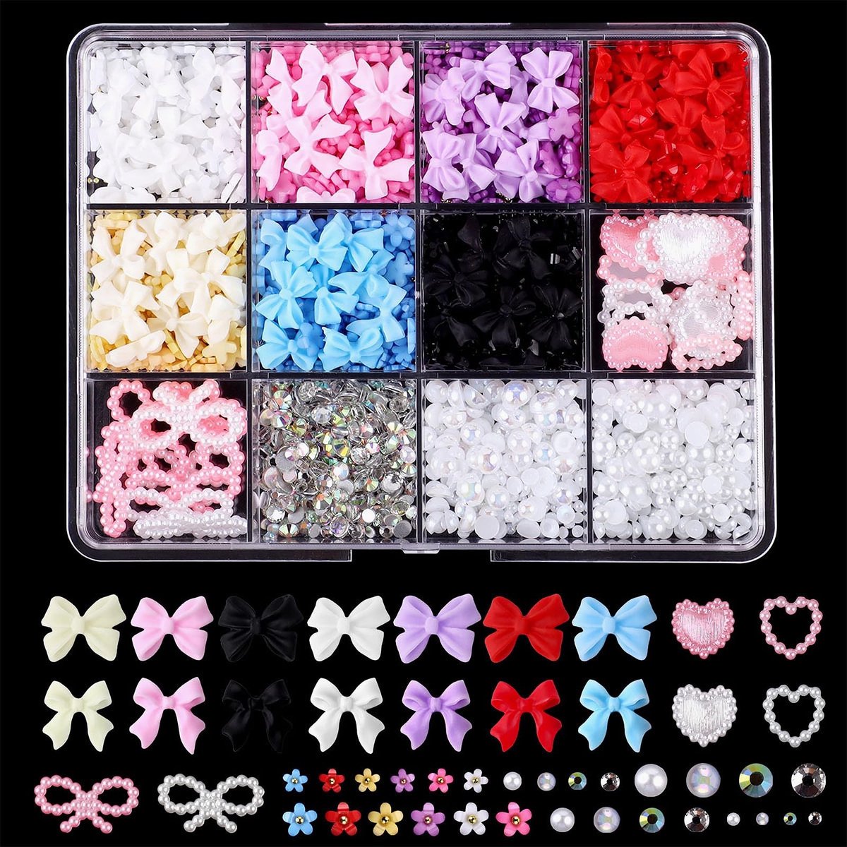Solidchoice - 1000 Stuks 3D Nagelversieringen met Parels en Pincet