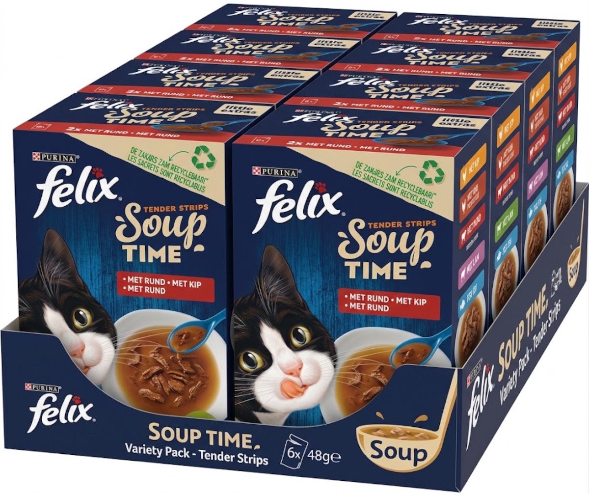 Felix Felix Soup Time Tender Strips - Rund Kip Lam - Multipack - Katten Natvoer - 2304g (8x6x48g)