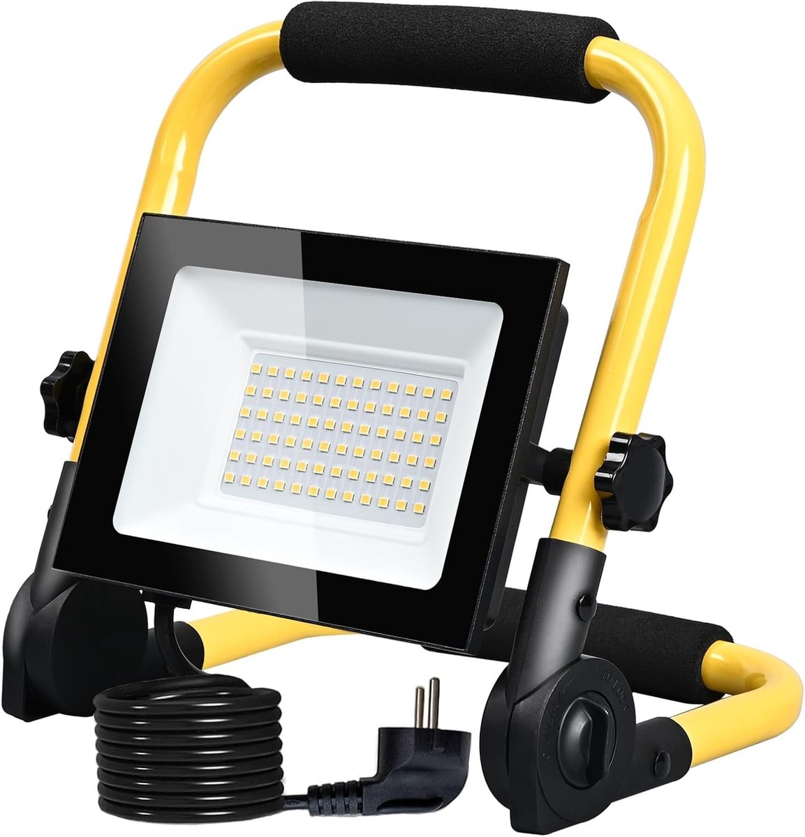Led-bouwlamp - Koudwit - 50 W - Waterdichte Werklamp met Opvouwbare Standaard - Voor Bouwplaatsen en Garage