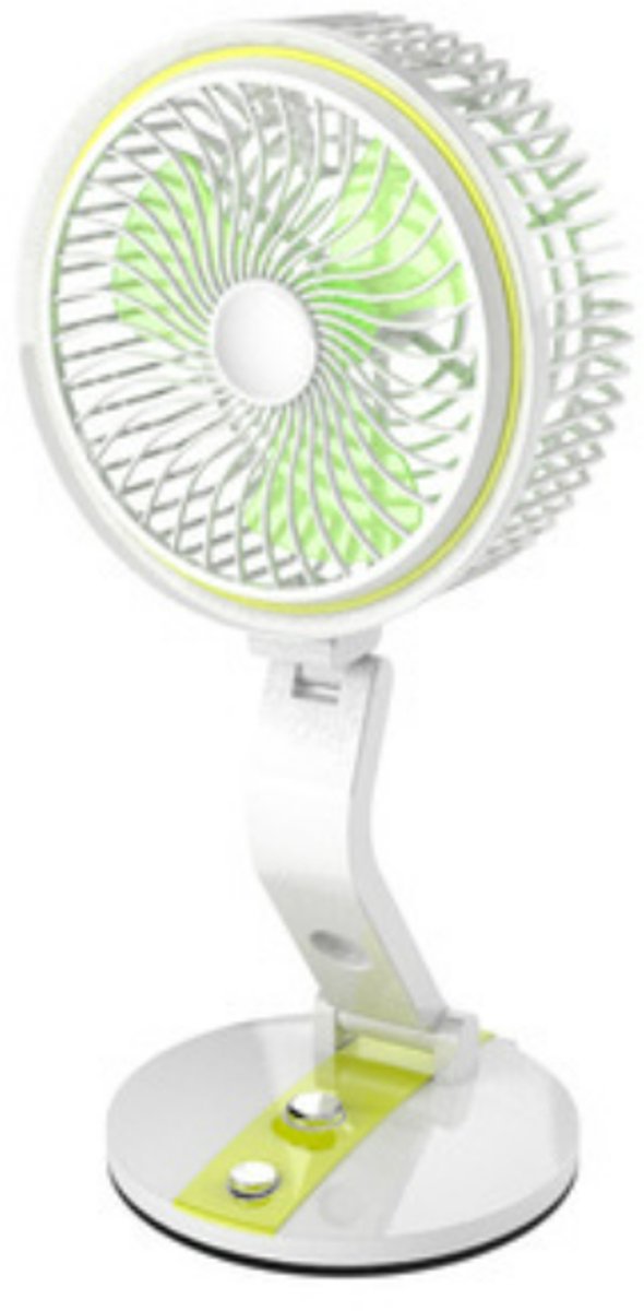 Kleine ventilator met verlichting – Opvouwbare ventilator (met ingebouwd licht) – 1600 mAh – 2-in-1 mini-bureauventilator en ledlamp met USB-poort; geschikt voor slaapkamers, kantoren, werkkamers en picknicks in de buitenlucht