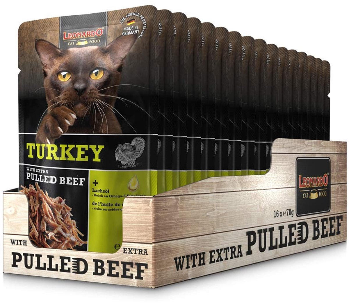Solidchoice – Graanvrij Kattenvoer met Kalkoen en Extra Gescheurd Rundvlees, 16 x 70 g
