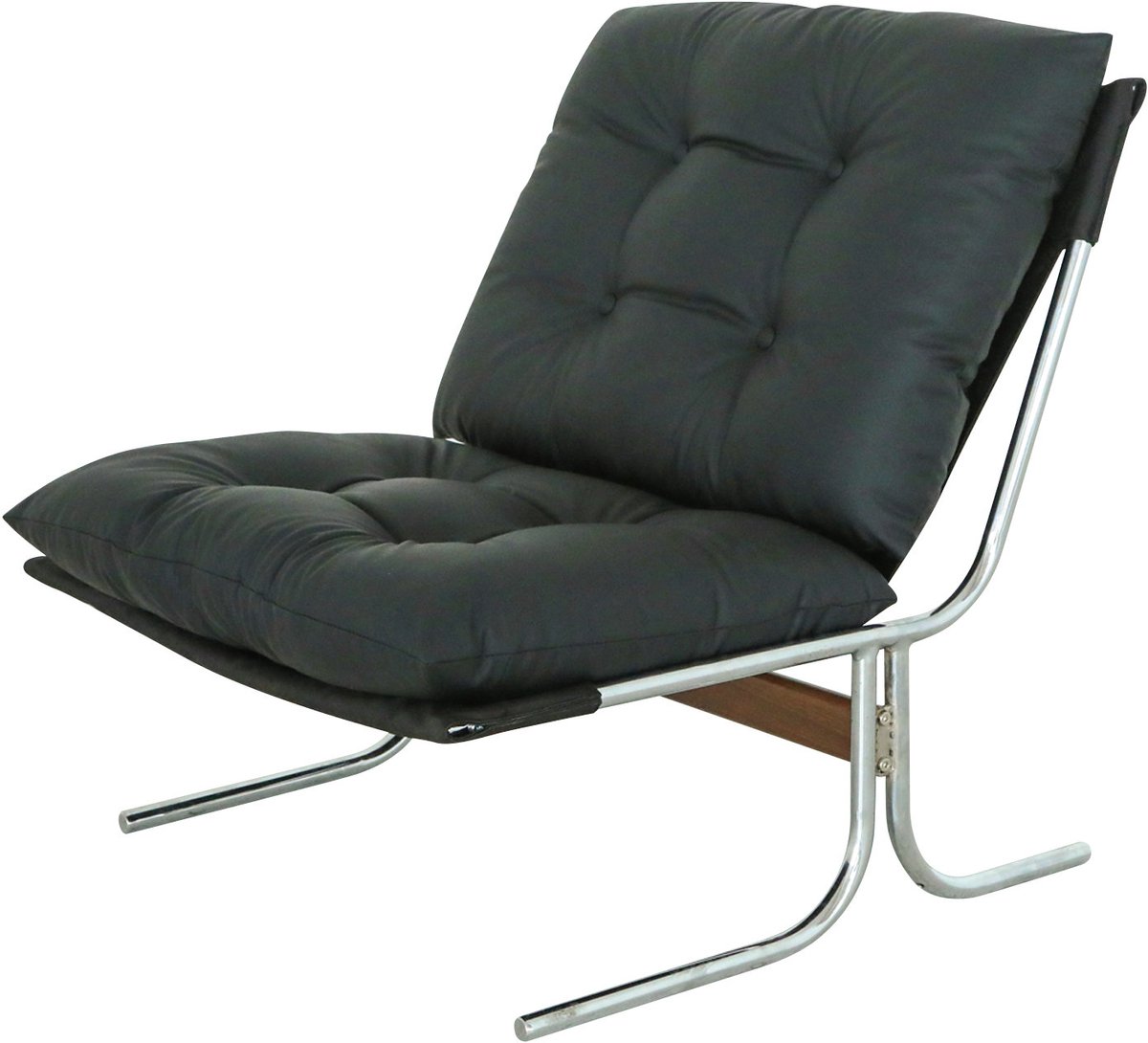 MUVANO Fauteuil - Loungestoel - Accentstoel - Leesstoel - Kunstleer - Metalen poten - Afneembare bekleding - Woonkamer - 72,2x84,1x84,6 cm - Zwart