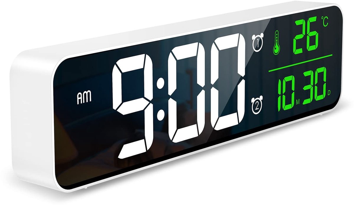 Solidchoice - Grote Digitale Wandklok met Alarm en Temperatuurweergave