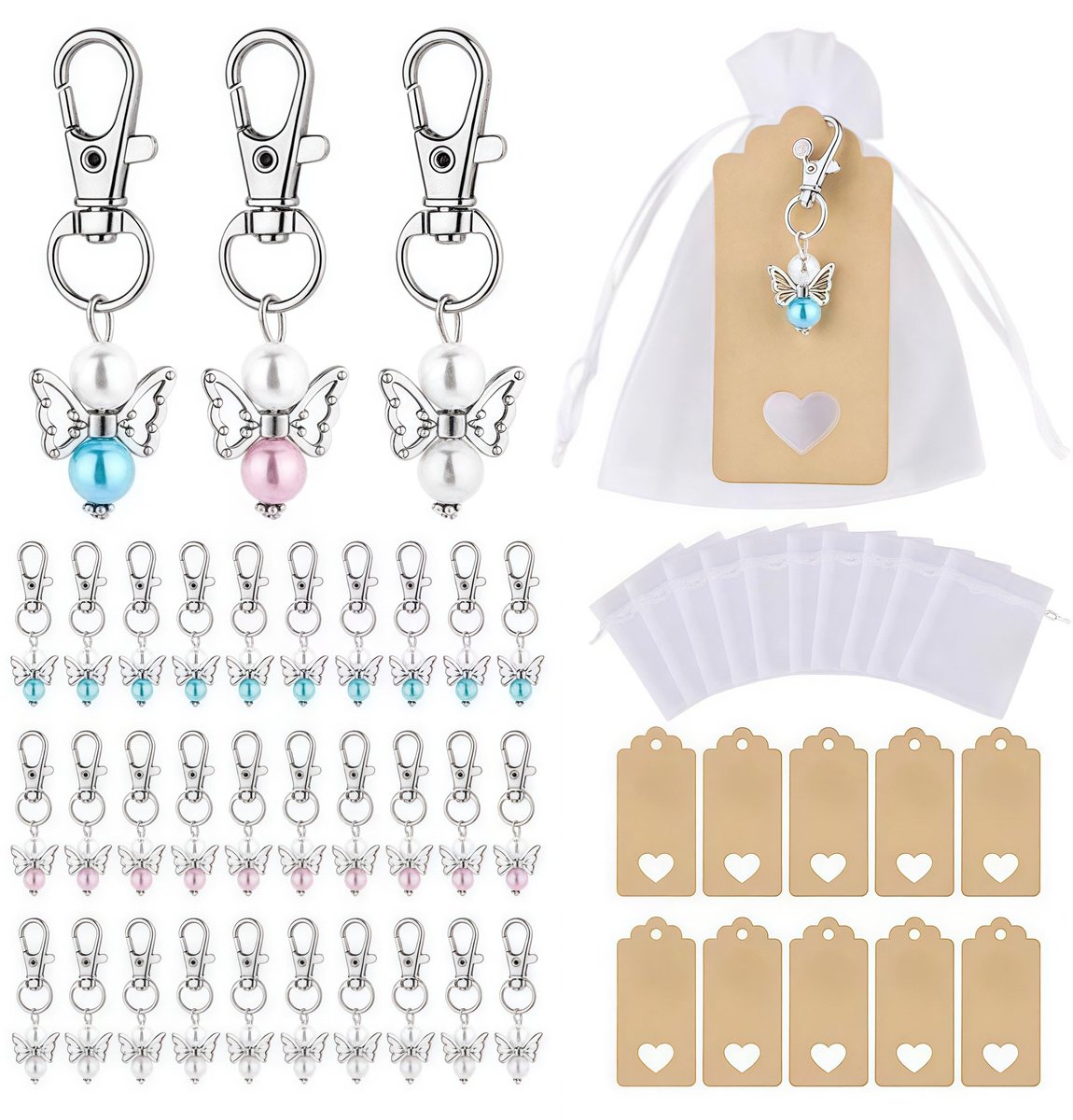 Solidchoice - Set van 30 Beschermengel-hangers met Organza Zakjes